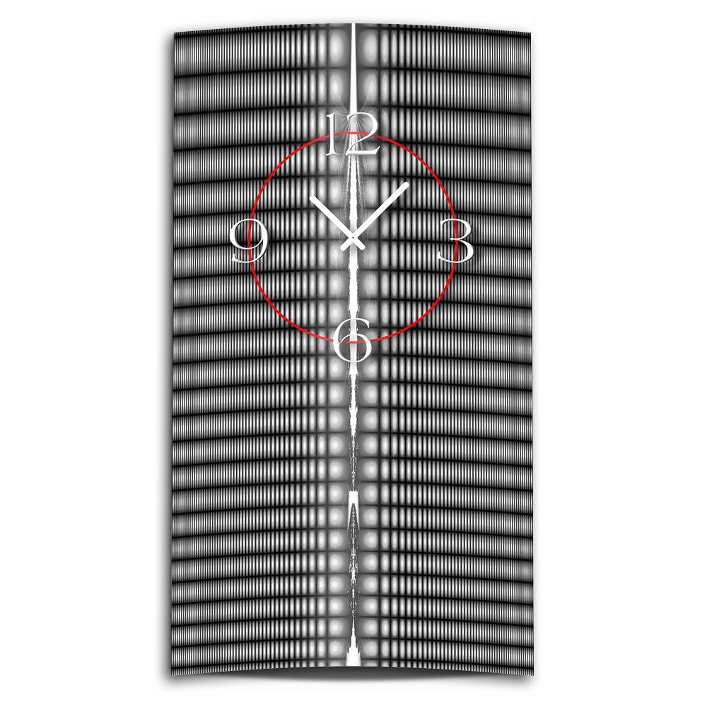 Wanduhr leise Designer Wanduhr dixtime schwarz modernes Abstrakt 4mm Design (Einzigartige Wanduhren Alu-Dibond) aus 3D-Optik grau