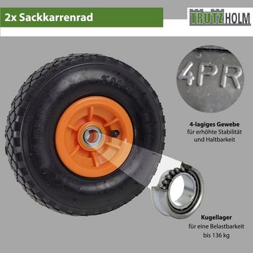 TRUTZHOLM Sackkarren-Rad 2x Sackkarrenrad 260x85 mm 3.00-4 Bollerwagenrad, Luftrad, Ersatzrad