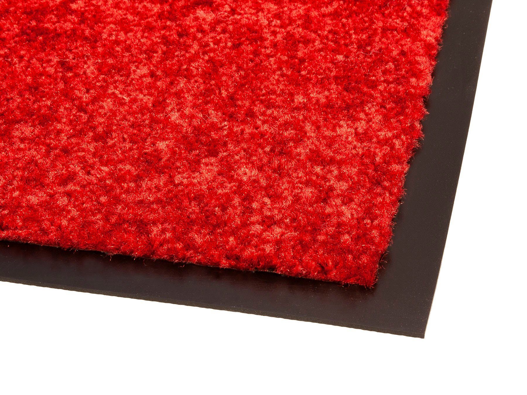 rechteckig, Schmutzfangmatte 8 Fußmatte in waschbar UV-beständig, Höhe: mm, Primaflor-Ideen CLEAN Textil, Uni-Farben, PRO, Schmutzfangmatte, rot