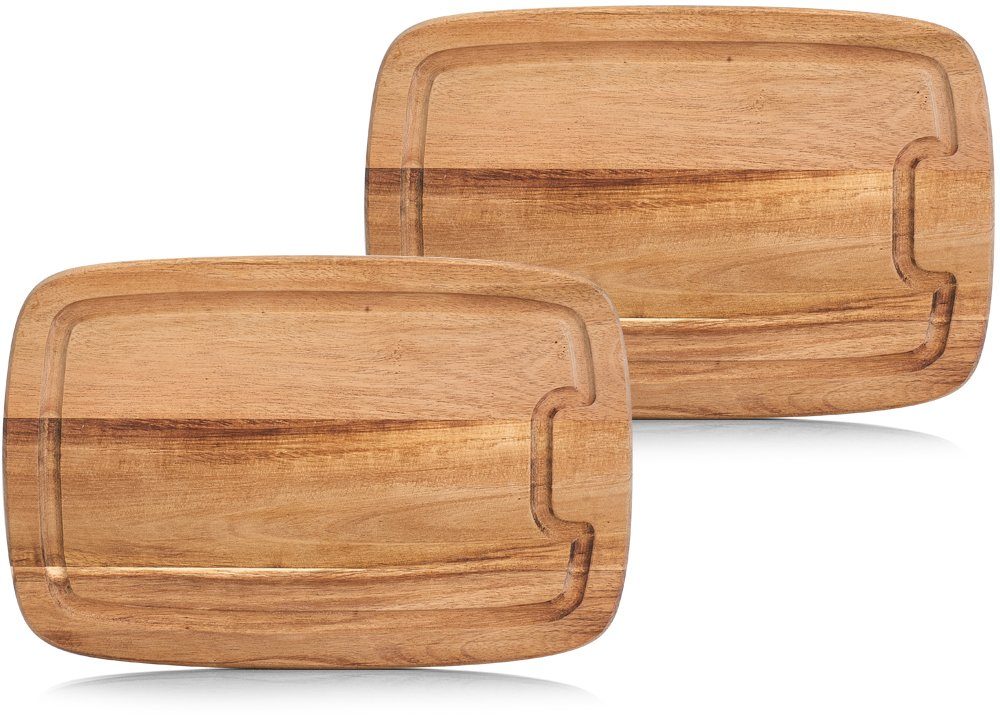 Zeller Present Schneidebrett, Massivholz, (Set, 2-St), mit Saftrille