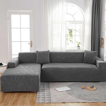 Sofahusse Sofa Überzu 3 Sitzer Stretch Sofa Cover dunkelgrau, FELIXLEO