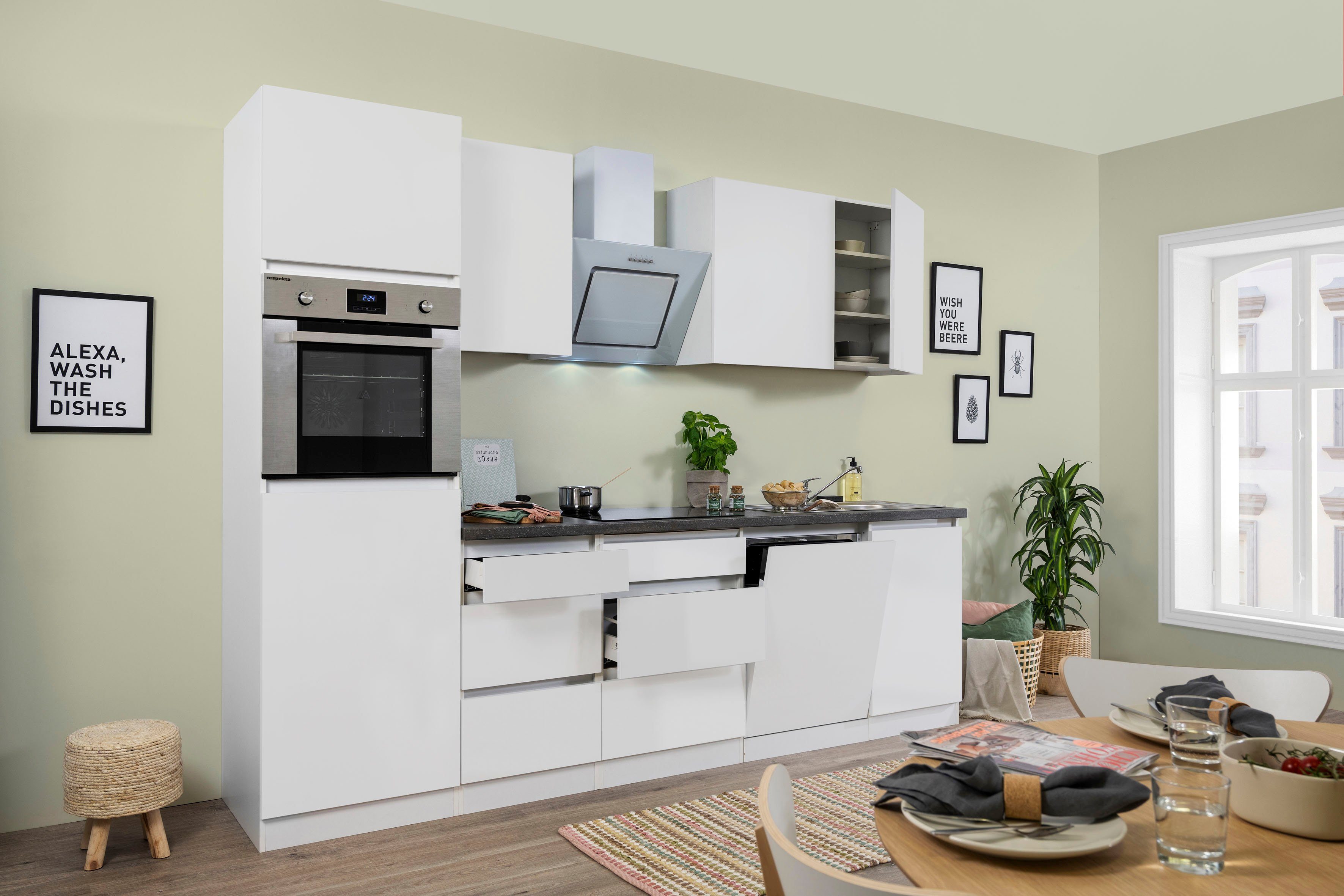 RESPEKTA Küchenzeile »Boston aus der Serie Lorena«, mit E-Geräten, Breite  280 cm