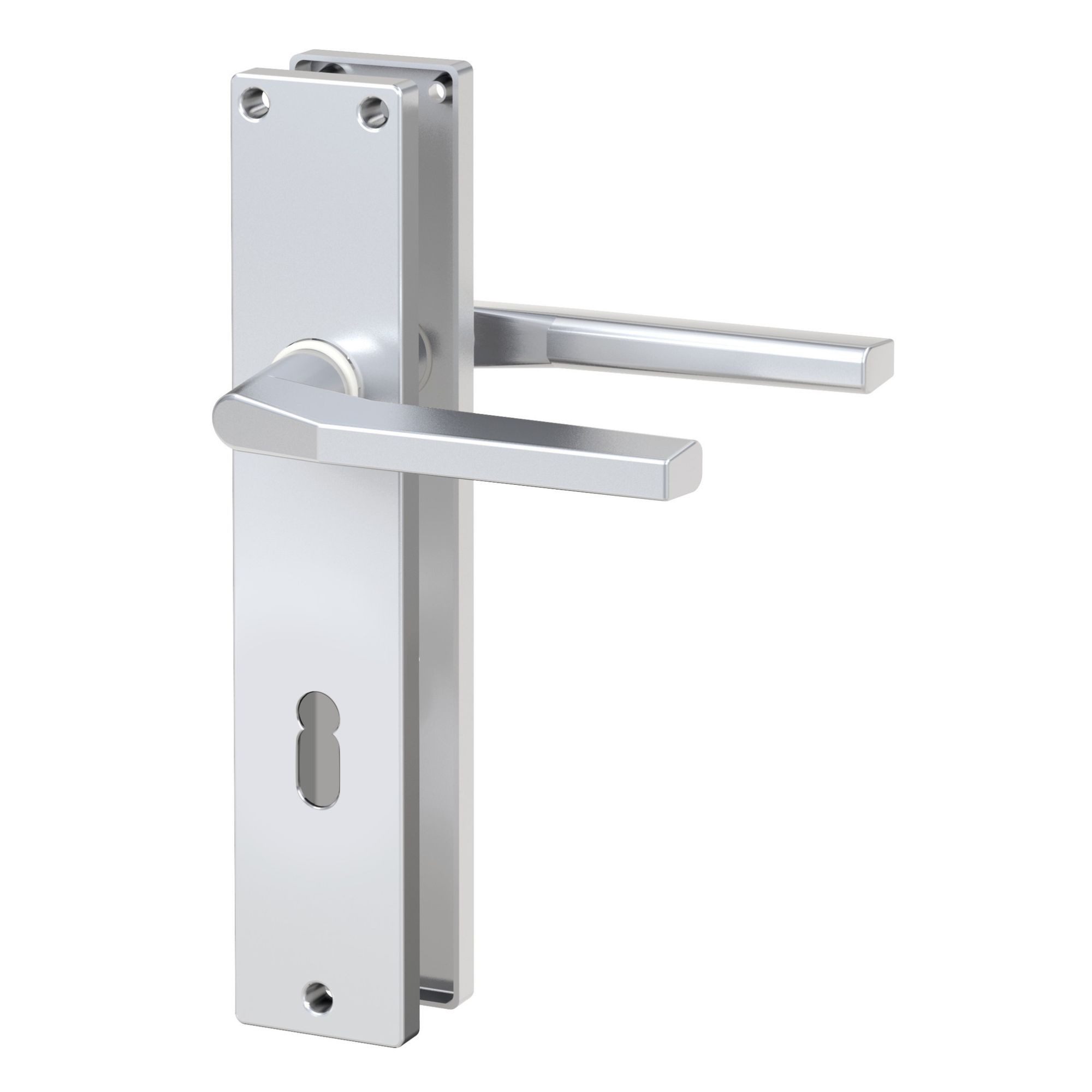 BASI Drückergarnitur Langschild-Garnitur 72/8 mm, Türstärken 38-45 mm (Packung), BB Buntbart-Lochung, Türbeschlag aus Aluminium, Farbe Alu F1