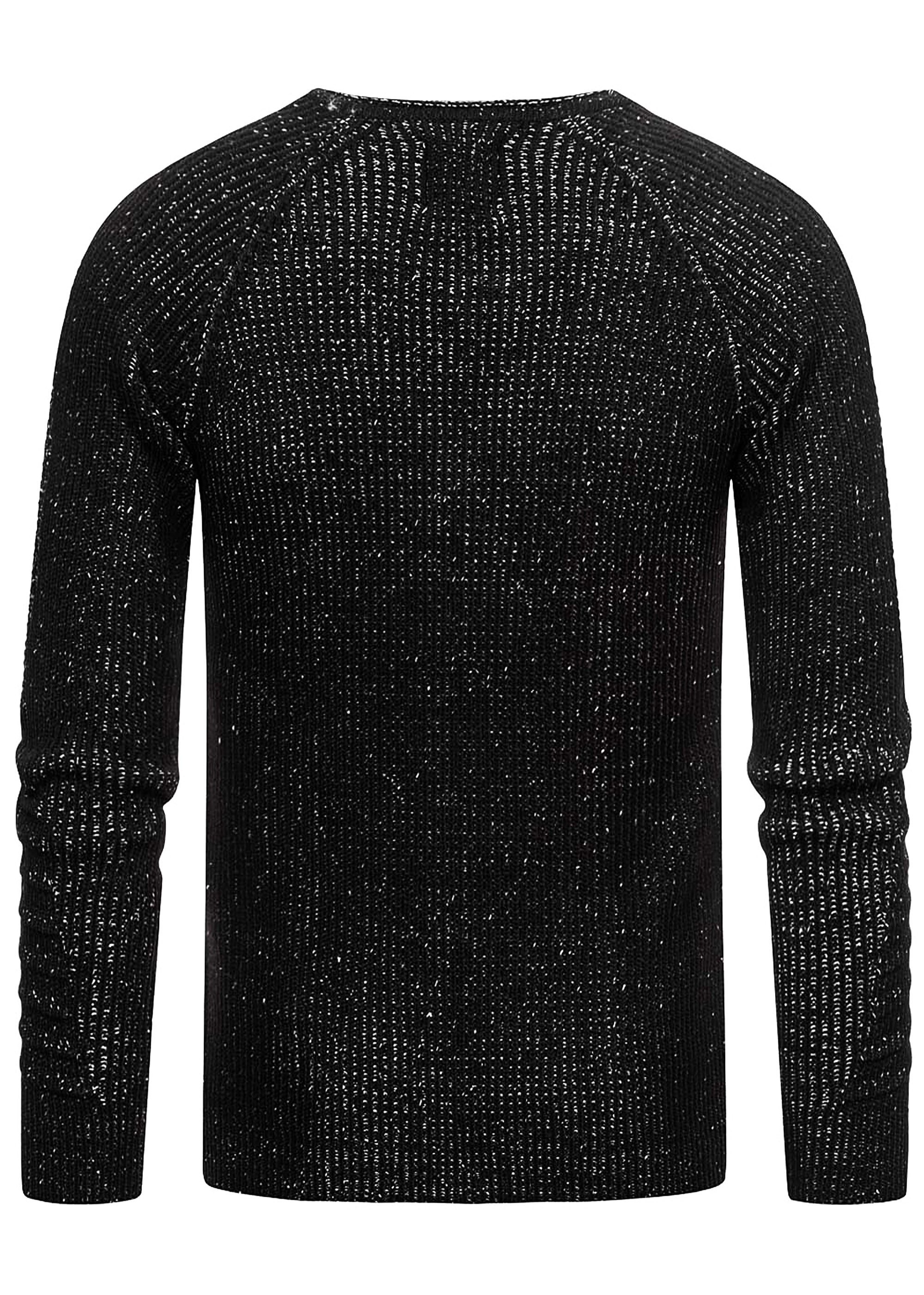 R-NEAL V-Ausschnitt-Pullover V-Neck Ripped Grobstrick Pullover Slim Fit Str günstig online kaufen