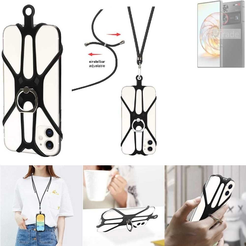 K-S-Trade Handyhülle für Nubia Z60 Ultra, 3in1 Handykette Handyband Handykordel Halsband Smartphone-Ring