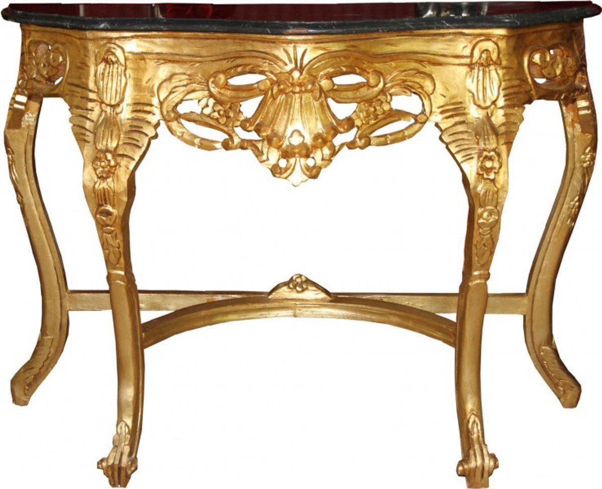 Casa Padrino Beistelltisch Barock Konsolen Tisch Gold mit Marmorplatte - Konsole