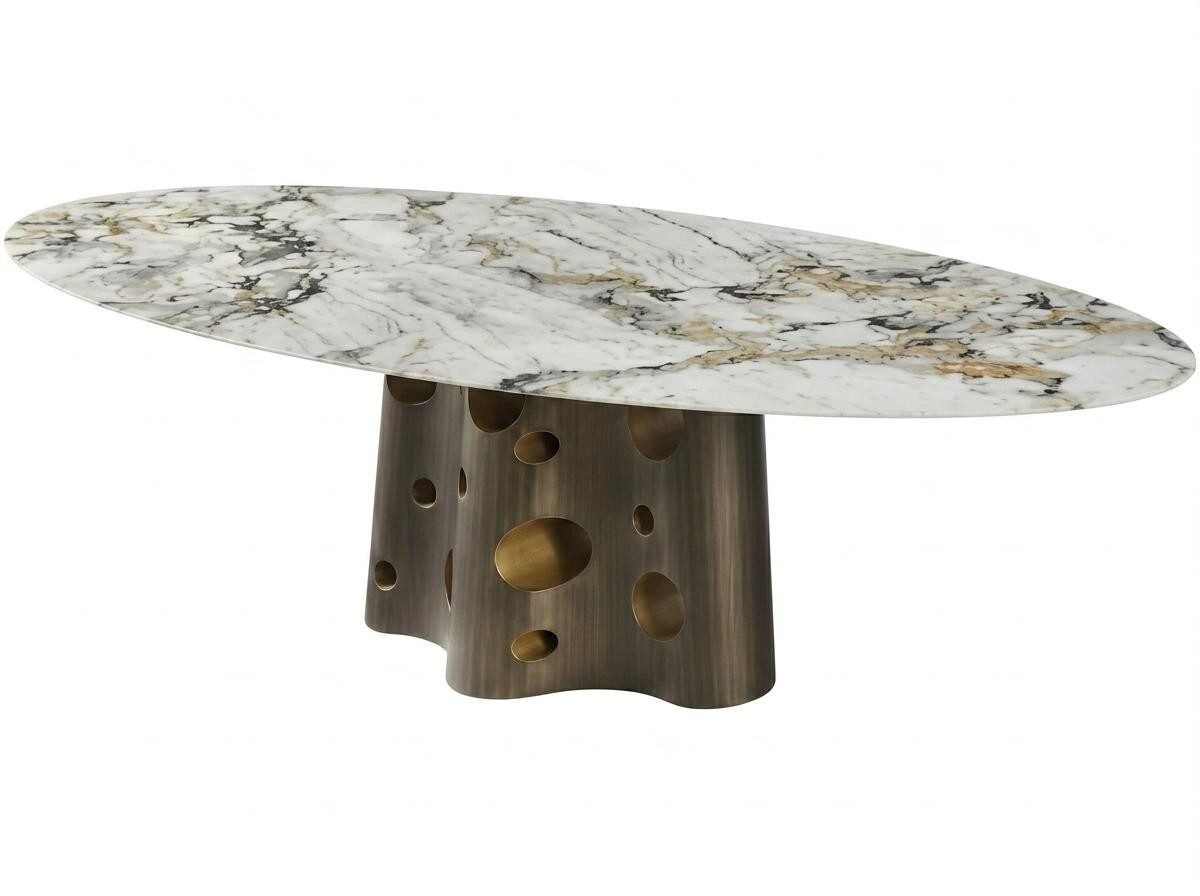 Xlmoebel Esstisch Moderner Esstisch aus Keramik und Metall im eleganten Design (Moderner Esstisch aus Keramik und Metall), Made in Europa