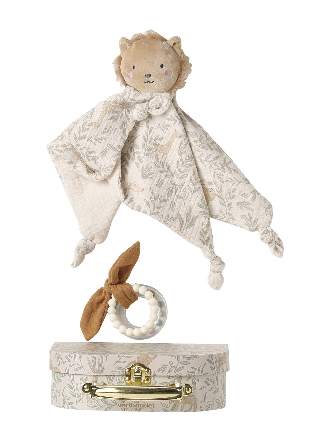 Schmusetuch Baby Geschenkbox: Schmusetuch & Rassel BABYLON