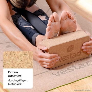 Vesta+ Yogablock Vesta+ Yogablock Kork + Fitness APP, Yoga Klotz Naturkork, (1x Vesta+ Yogablock Kork), Mit Fitness App Bester Halt dank Naturkork Perfekt für Yoga & Fitness