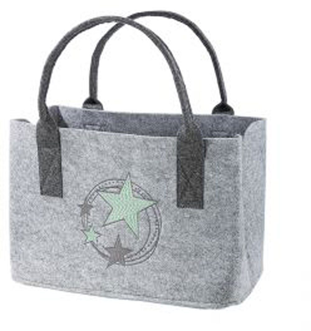 Gilde und Steinnacher weiß Bärbel Starlight Einkaufsshopper Filztasche hellgrau mint Sterne