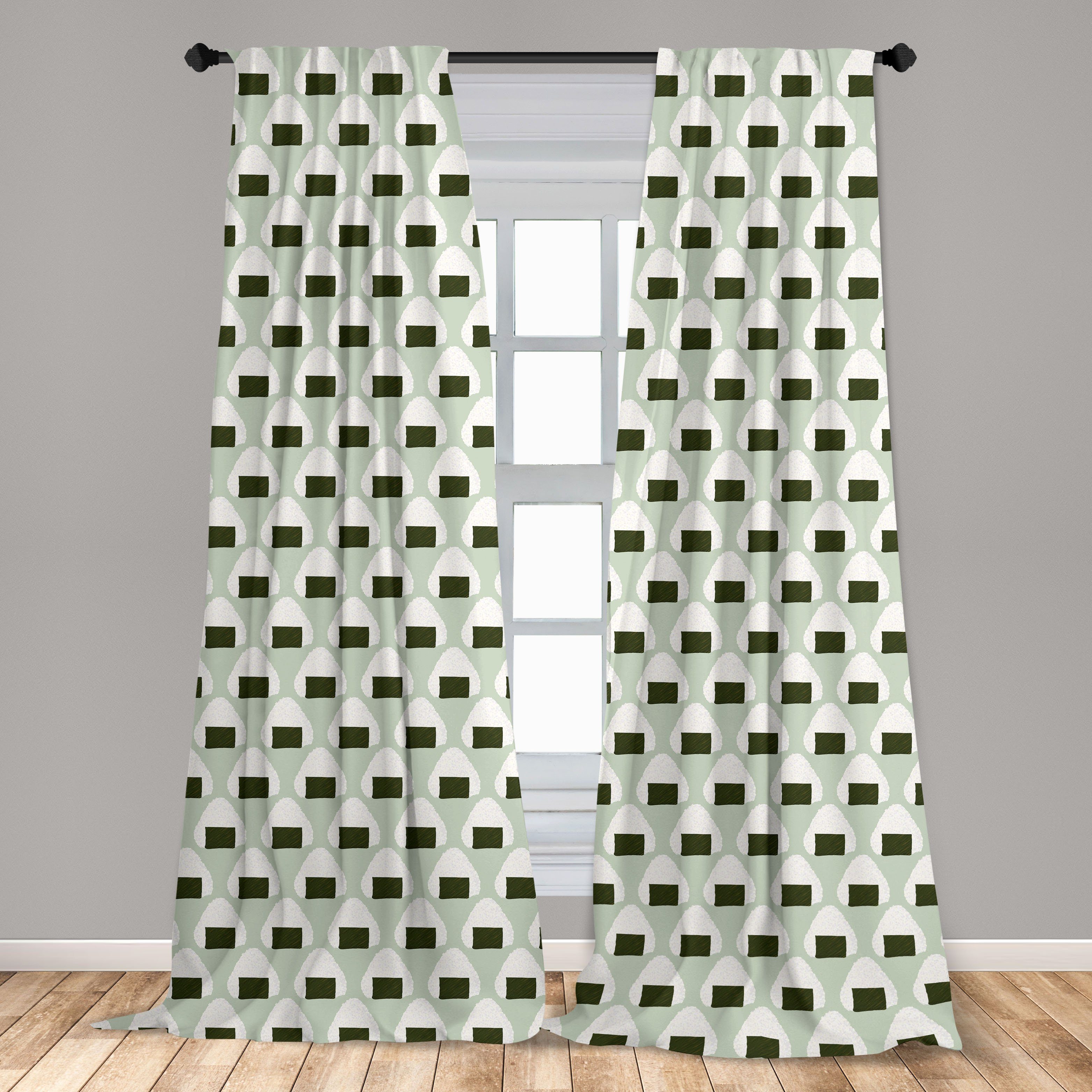 Gardine Reis-Kunst Microfaser, Abstrakt Onigiri japanische Dekor, für Wohnzimmer Schlafzimmer Vorhang Abakuhaus,