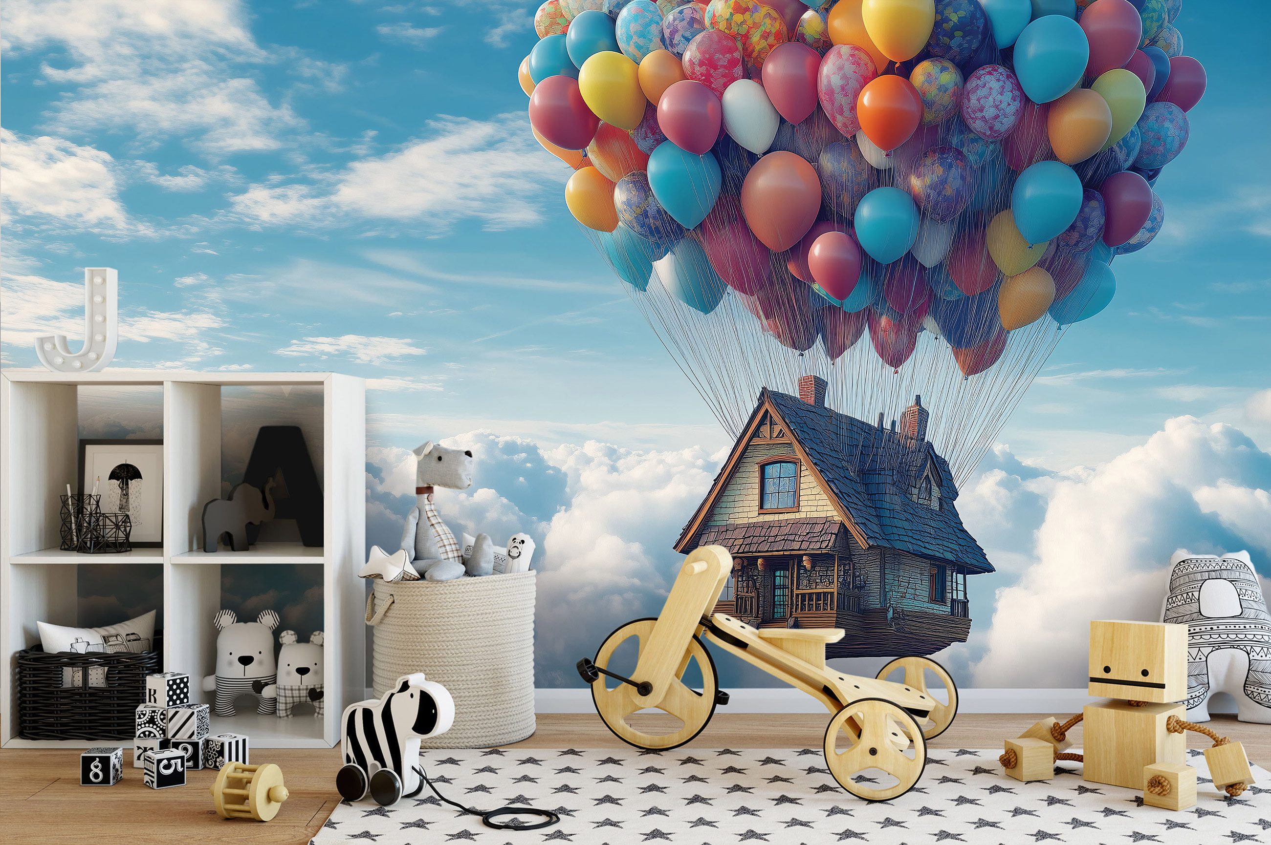 Wallarena Fototapete Kinderzimmer Zuhause Luftballons Kinder günstig online kaufen