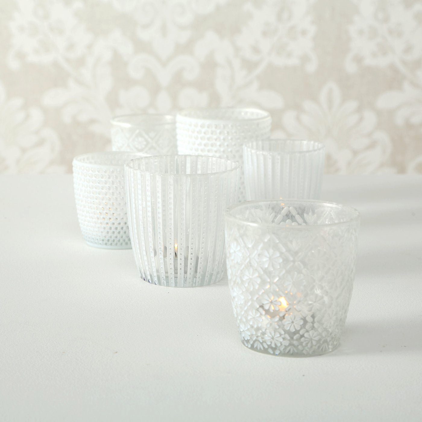 BOLTZE GRUPPE GmbH Windlicht Boltze Windlicht Patty Glas Transparent/Weiß 6-tlg. Set 1015544 (6 St)