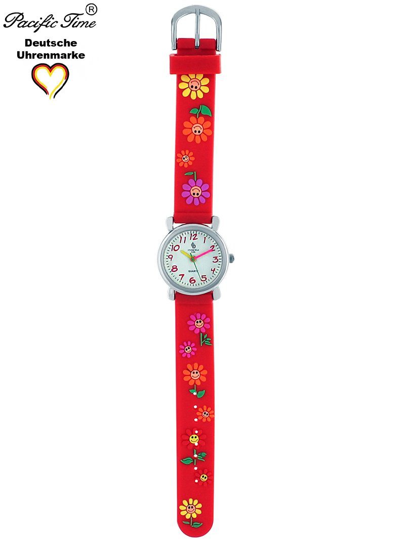 Pacific Time Quarzuhr Kinder Armbanduhr Blumen Silikonarmband, Gratis Versand