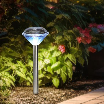 Globo LED Solarleuchte, LED-Leuchtmittel fest verbaut, Solarlampe Außenleuchte Gartendeko LED Diamant Erdspieß Gartenlampe 6x