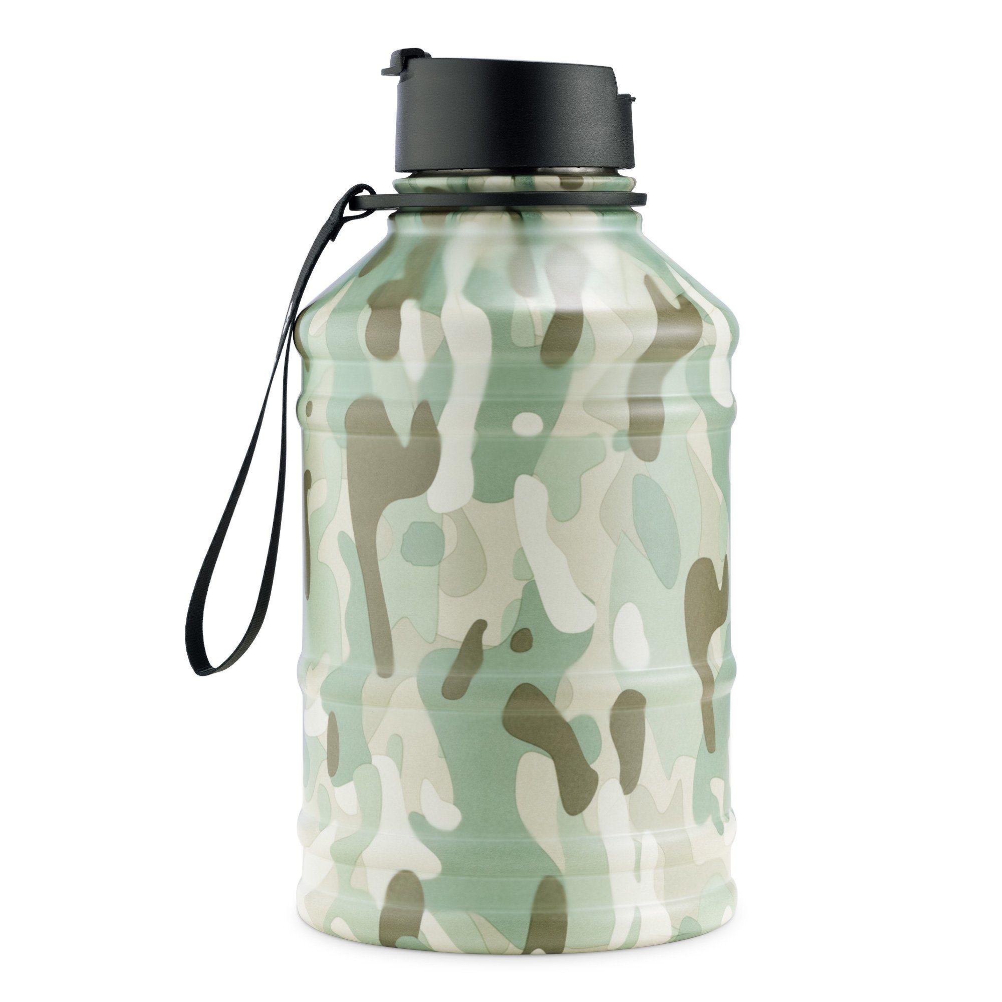 Grün XXL 2,2l Navaris Camouflage-Design Trinkflasche Trinkflasche matt Edelstahl, aus