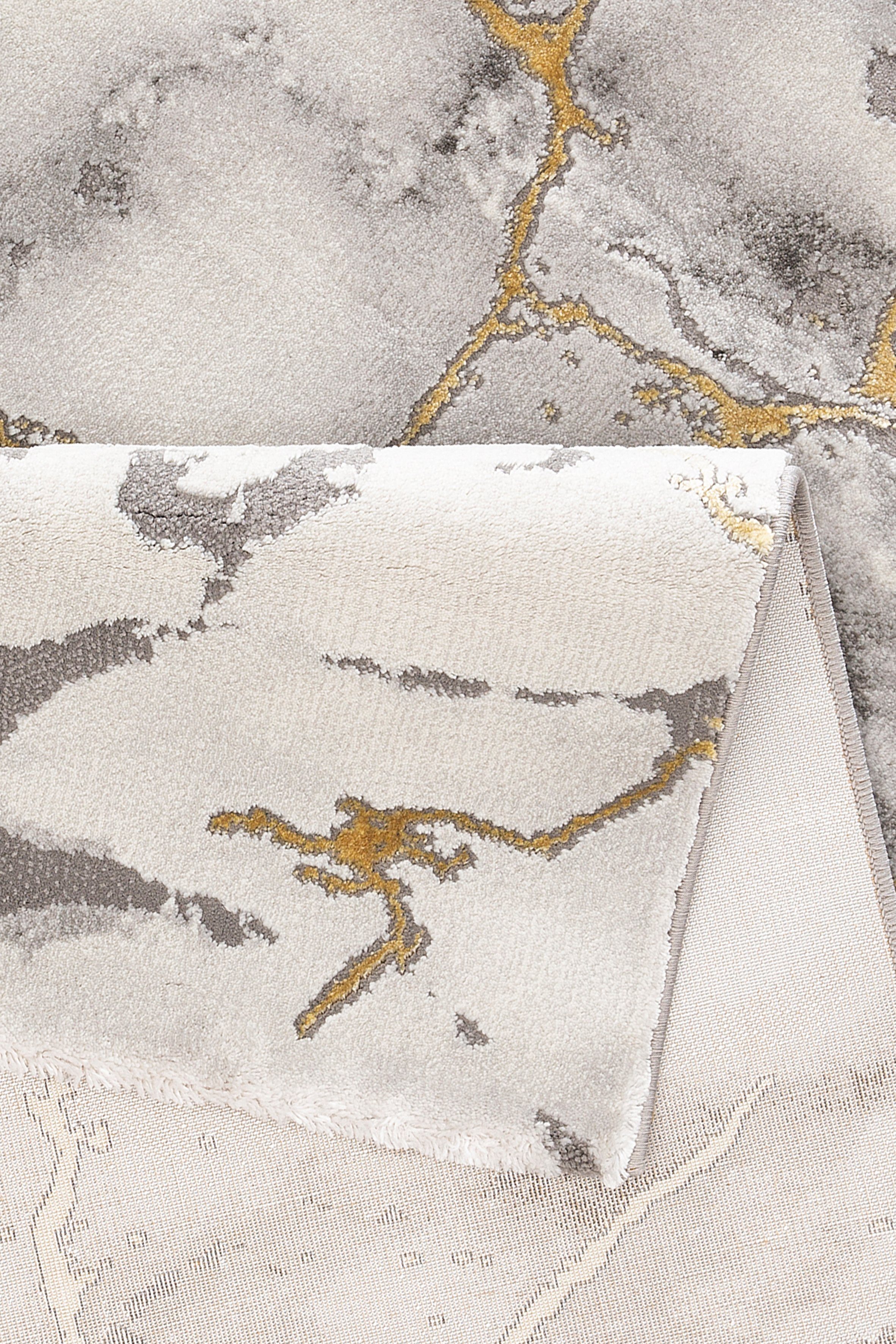 Kurzflor, mm, modernes pflegeleicht, rechteckig, Marmor-Design, Juliet, Leonique, 12 weich Teppich goldfarben Höhe: