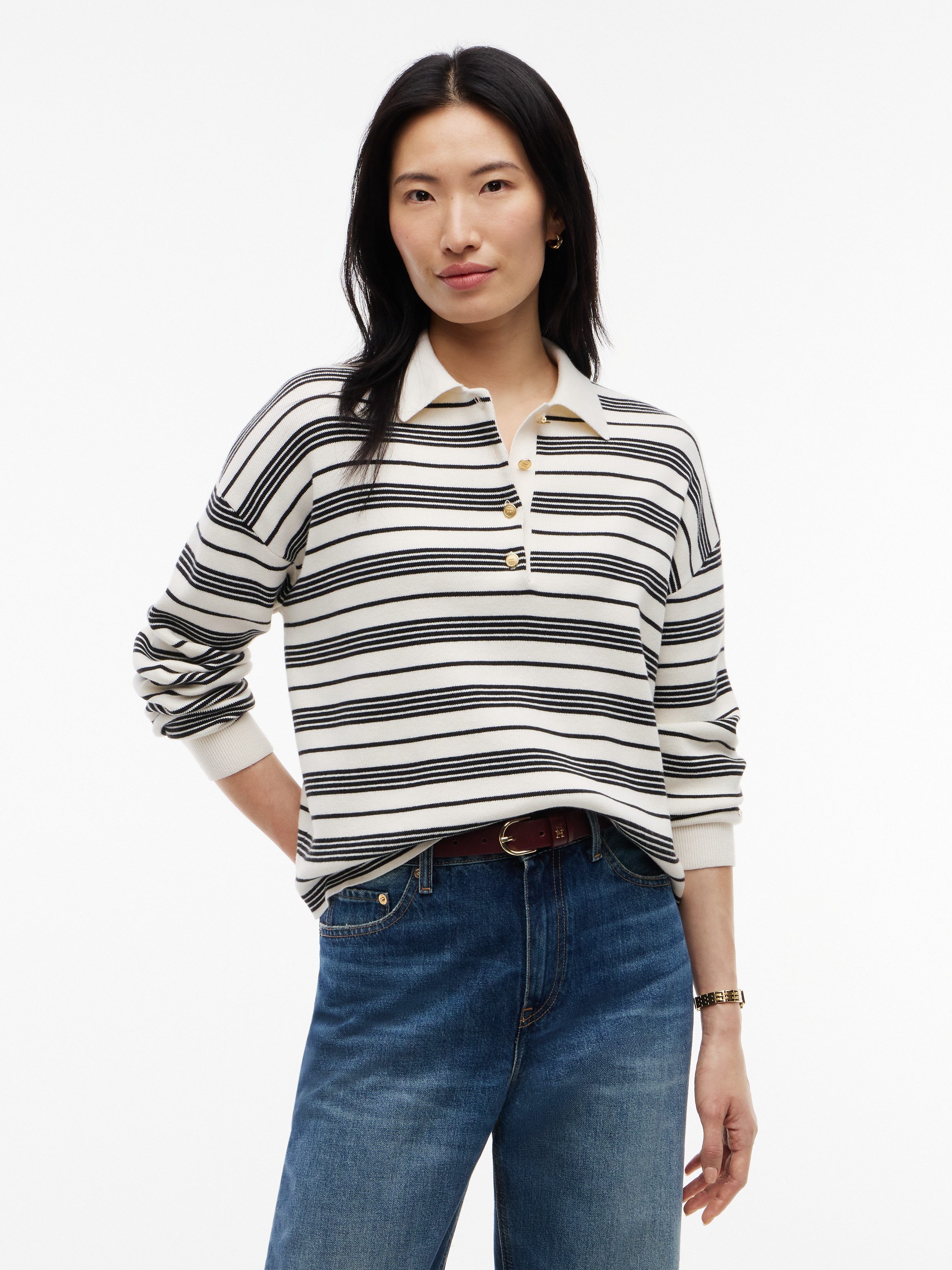 Tommy Hilfiger Polokragenpullover COTTON FULL NEEDLE POLO LS Baumwolle