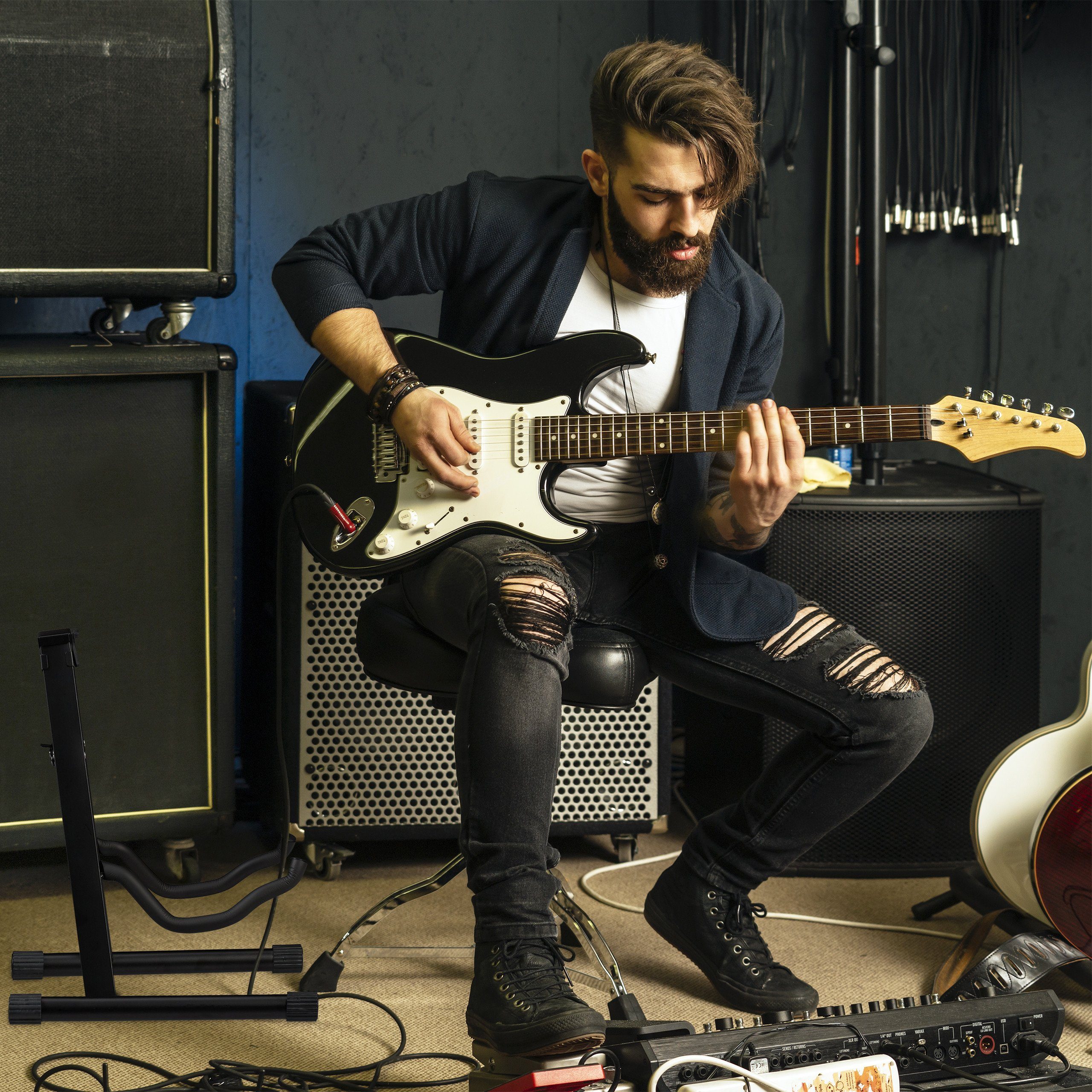 relaxdays Gitarrenständer Faltbarer Gitarrenständer