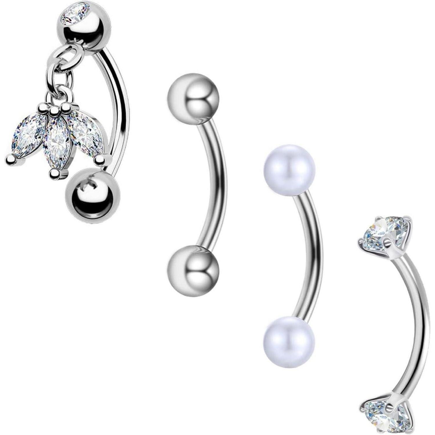 Augenbrauenpiercing Curved Barbell Piercing Augenbrauen Lippe Helix Rook Daith 8mm 1,2mm