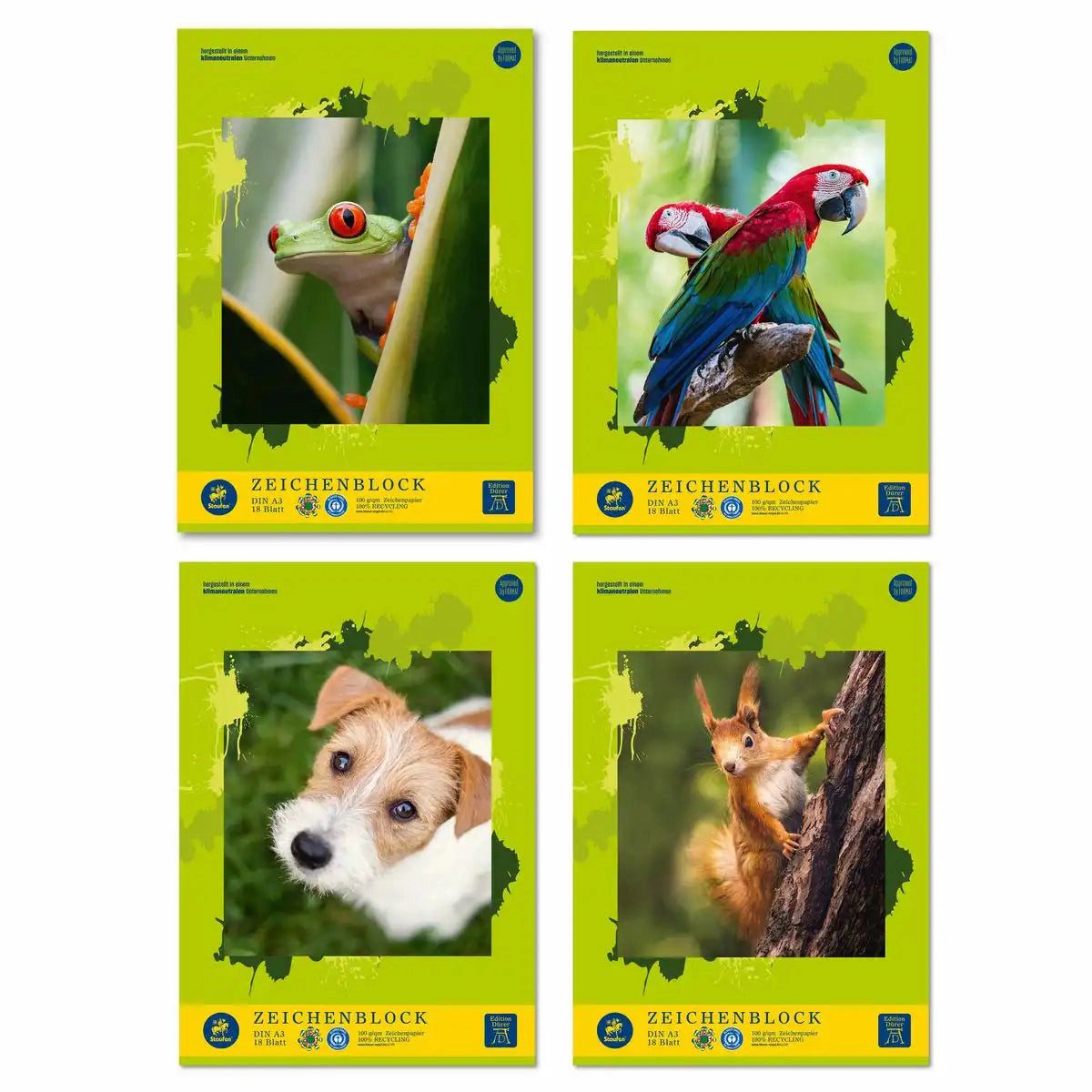 Staufen Schulheft Staufen Zeichenblock DIN A3 100g/m² - 18 Bogen 4fach sortiert