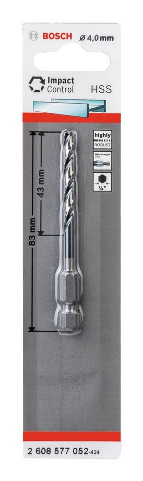 Thumbnail - BOSCH Holzbohrer, Impact Control mit Sechskantschaft HSS - 4 x 43 x 83 mm - 1er-Pack