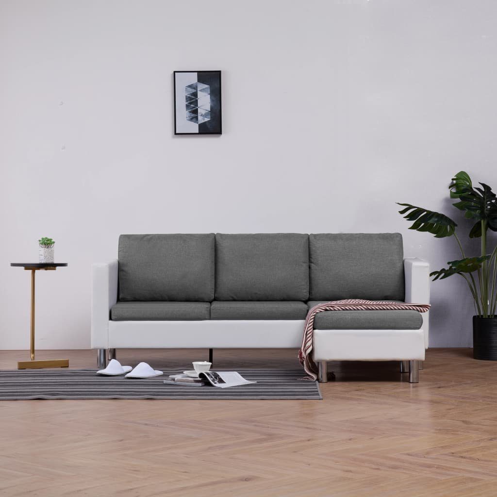 furnicato 3-Sitzer 3-Sitzer-Sofa mit Kissen Weiß Kunstleder