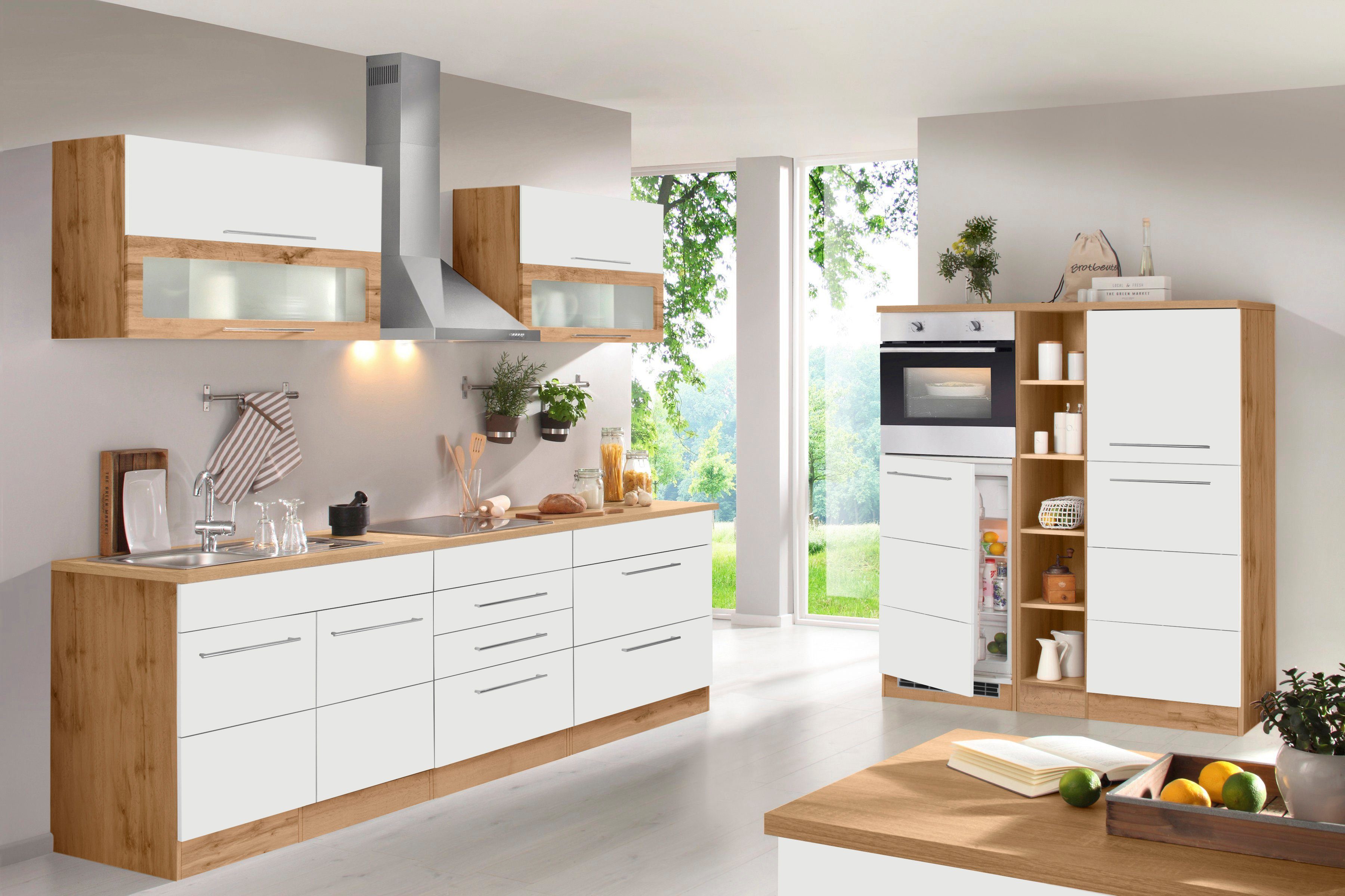 430 Küchenzeile Induktion und Wien, mit HELD Breite cm, weiß/wotaneiche-wotaneiche weiß E-Geräten MÖBEL wahlweise |