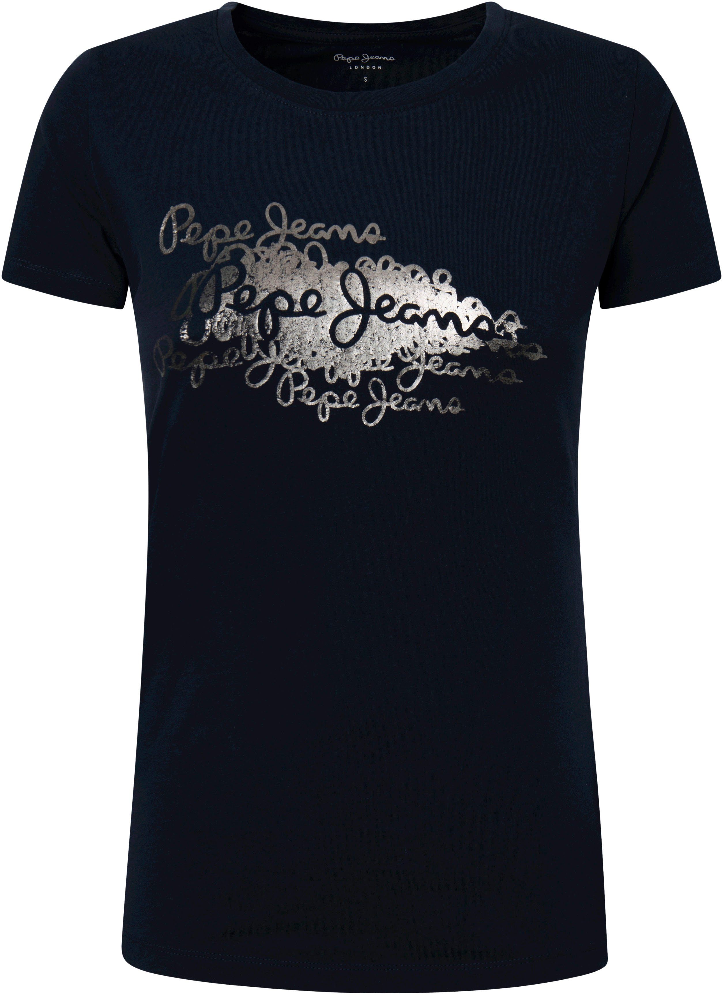 Pepe Jeans Kurzarmshirt »ANNA« mit verspieltem Markenschriftzug als  Folienprint im Brustbereich online kaufen | OTTO