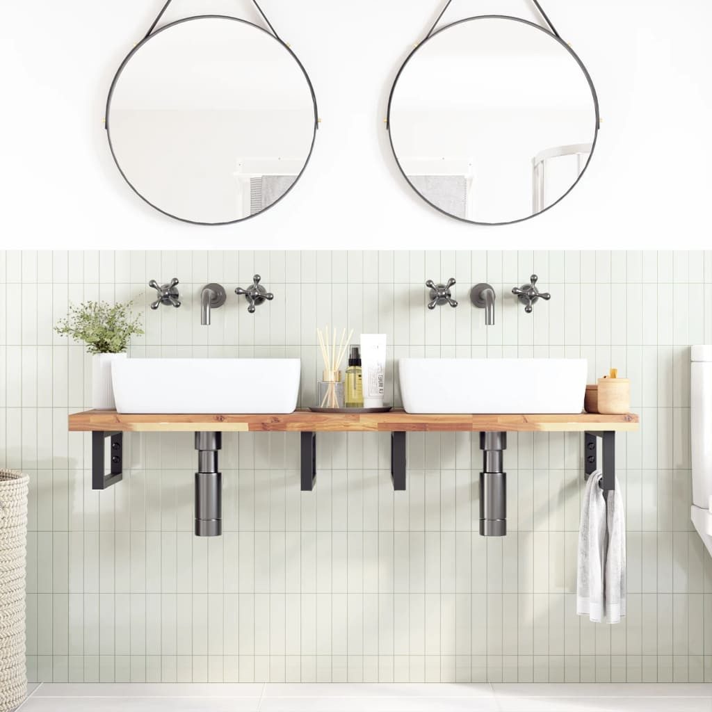 vidaXL Badezimmerspiegelschrank Waschtischplatte Unbehandelt 140x40x4 cm Massivholz (1-St)