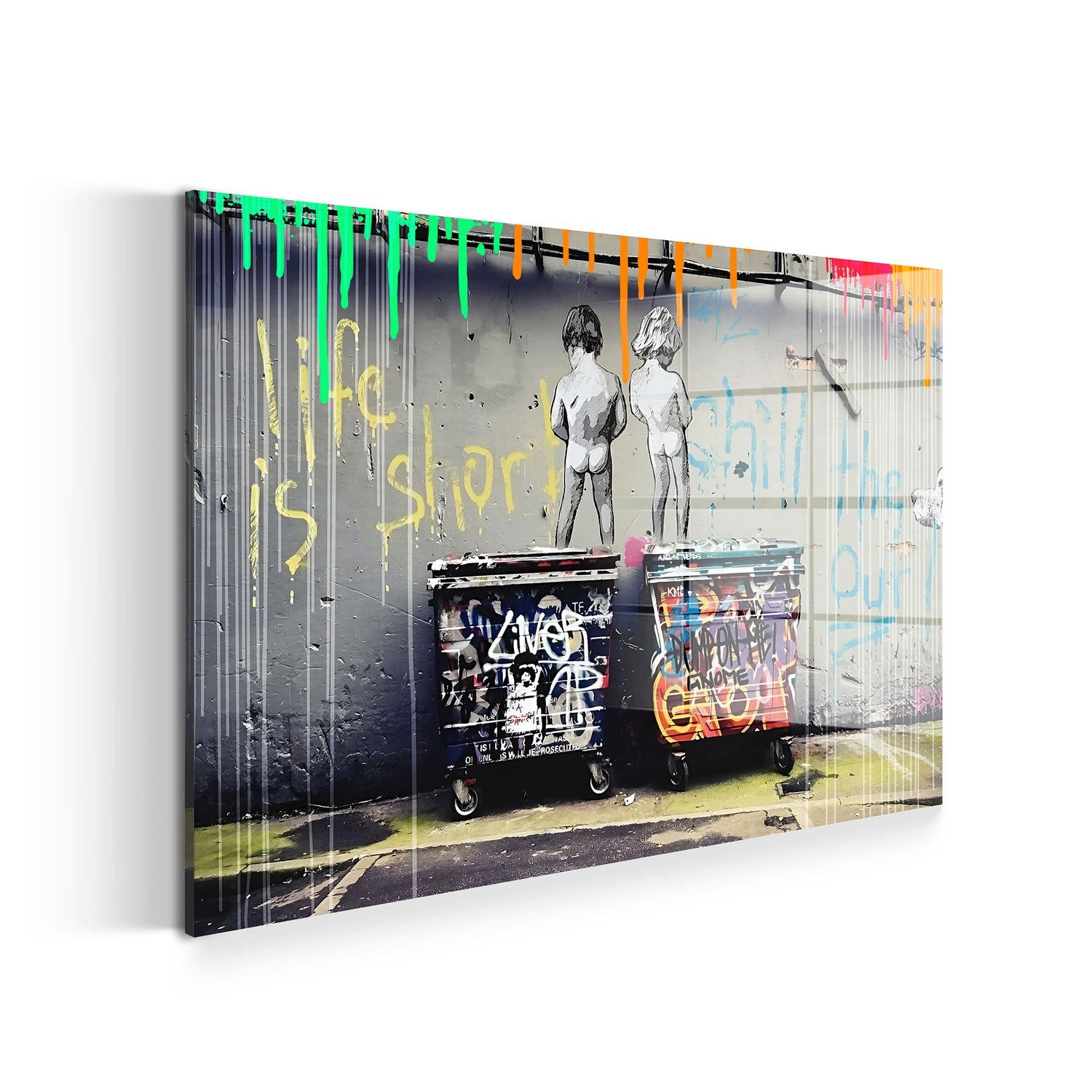Acrylglasbild Two Kids Street Art Acrylglas Wandbild Bild Wanddeko Wohnzimmer XL