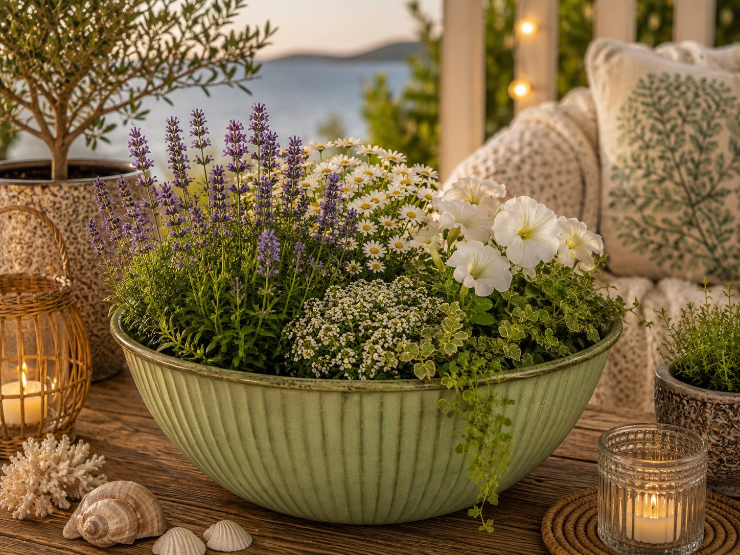 finehomegarden Pflanzschale Schale Metall lackiert grün Ø44,5cm H21cm Wasserwanne Miniteich (1 St), Teichwanne Pflanzschale Garten