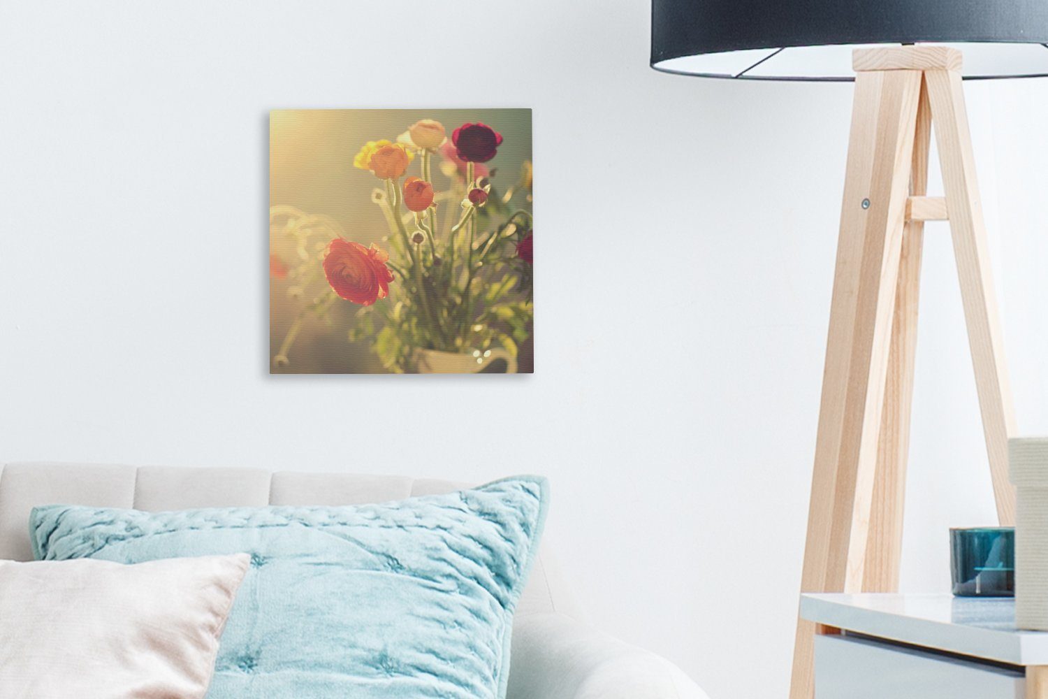 OneMillionCanvasses® Leinwandbild Blumenstrauß aus bunten Leinwand Butterblumen, Schlafzimmer (1 Bilder Wohnzimmer für St)