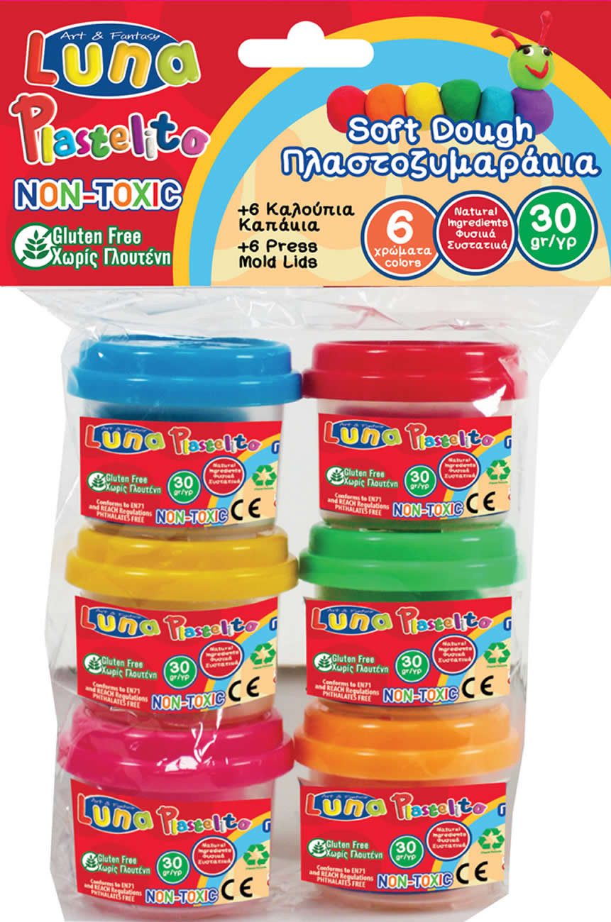 Diakakis Play-Doh Soft-Knete 6-tlg. Dosen Set mit Knetformen
