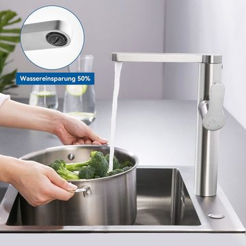 Auralum Spültischarmatur Hochdruck Küchenarmatur Edelstahl Küche Wasserhahn 360° Schwenkbar