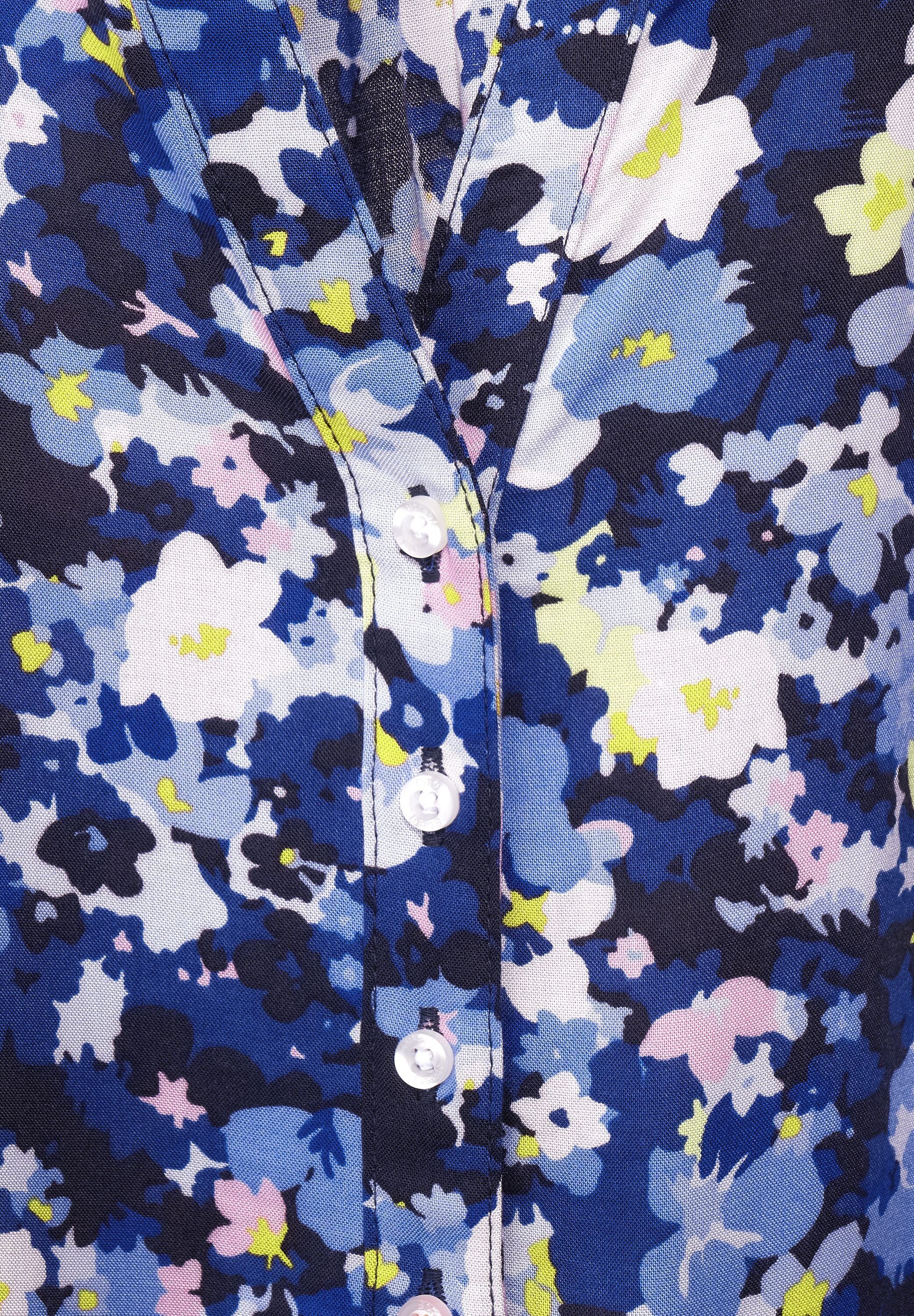 in Bluse Blumen Locker Street Bluse Klassische ONE geschnitten One (1-tlg) Blue STREET Grand mit Muster