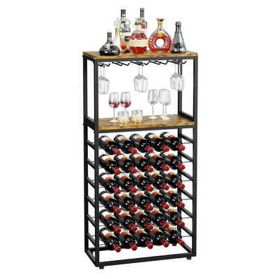 Dripex Weinregal Flaschenregal für 30 Flaschen mit Glashalter und Tischplatte