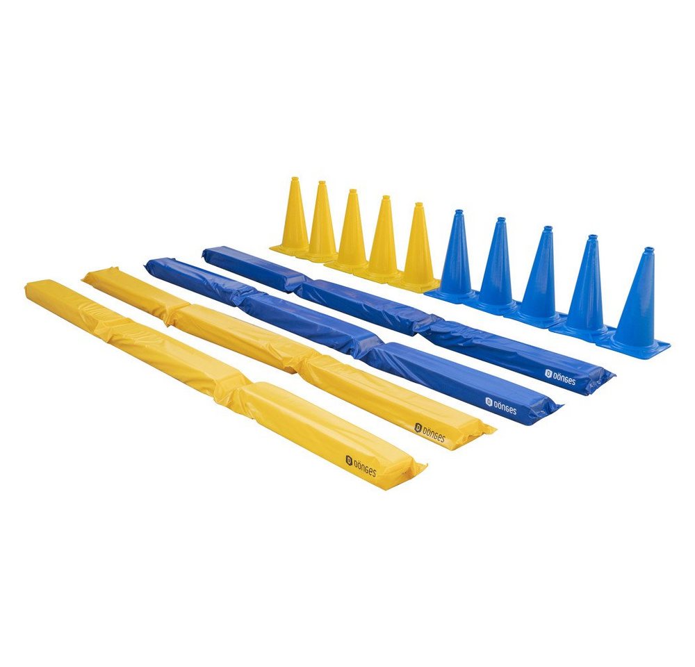 Dönges Outdoor-Spielzeug Pferdegasse gefülltes Set + 10er XXL Pylonen-Set 50 cm blau und gelb