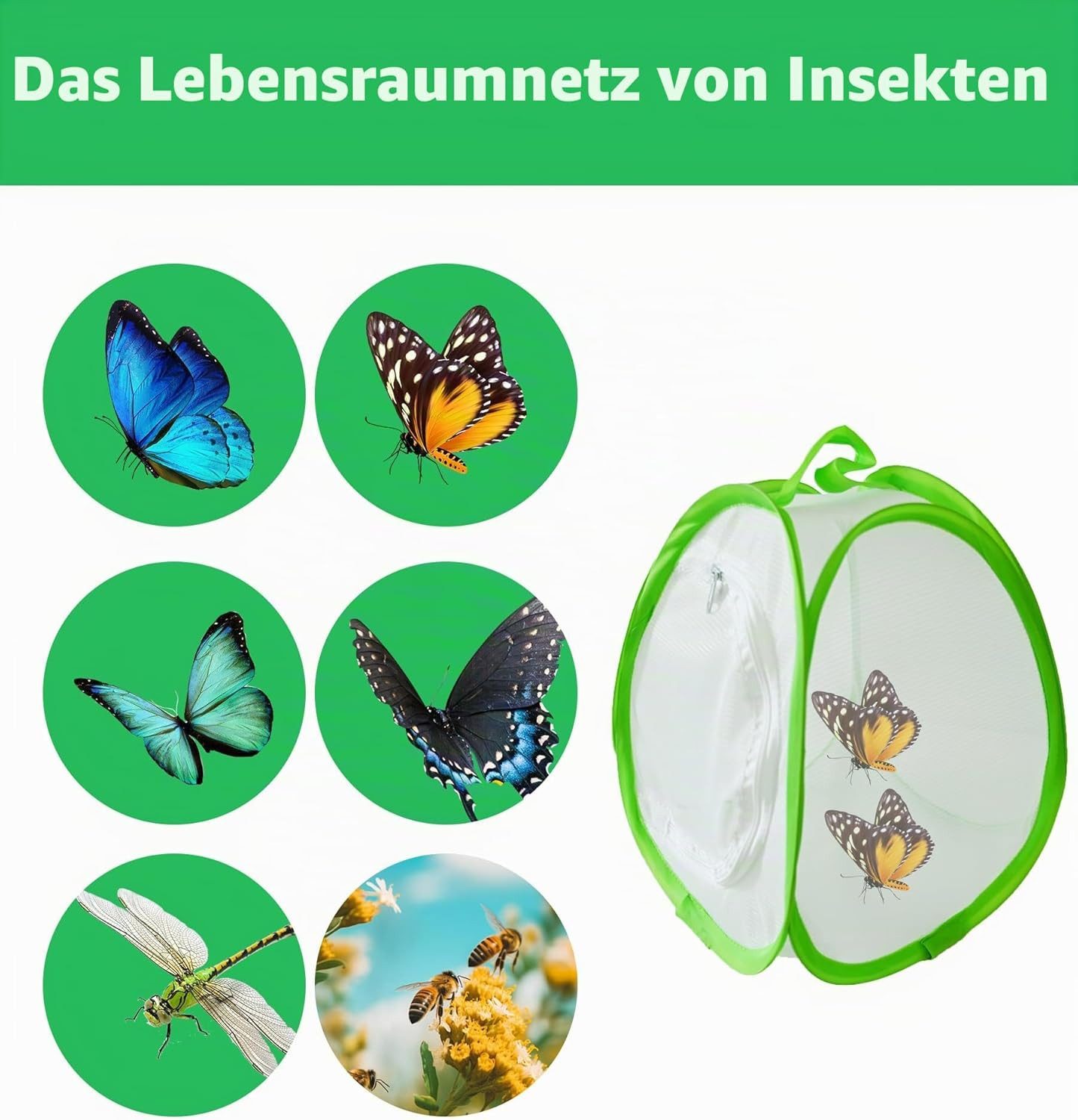 FELIXLEO Volierendraht 2er Schmetterling Habitat Käfig Klappbar Netz Transparent