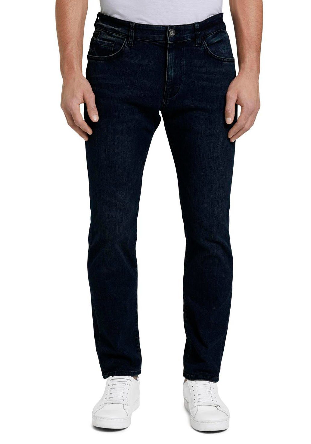 denim dark blue kleinem TOM 5-Pocket-Jeans TAILOR mit MARVIN Logo-Print