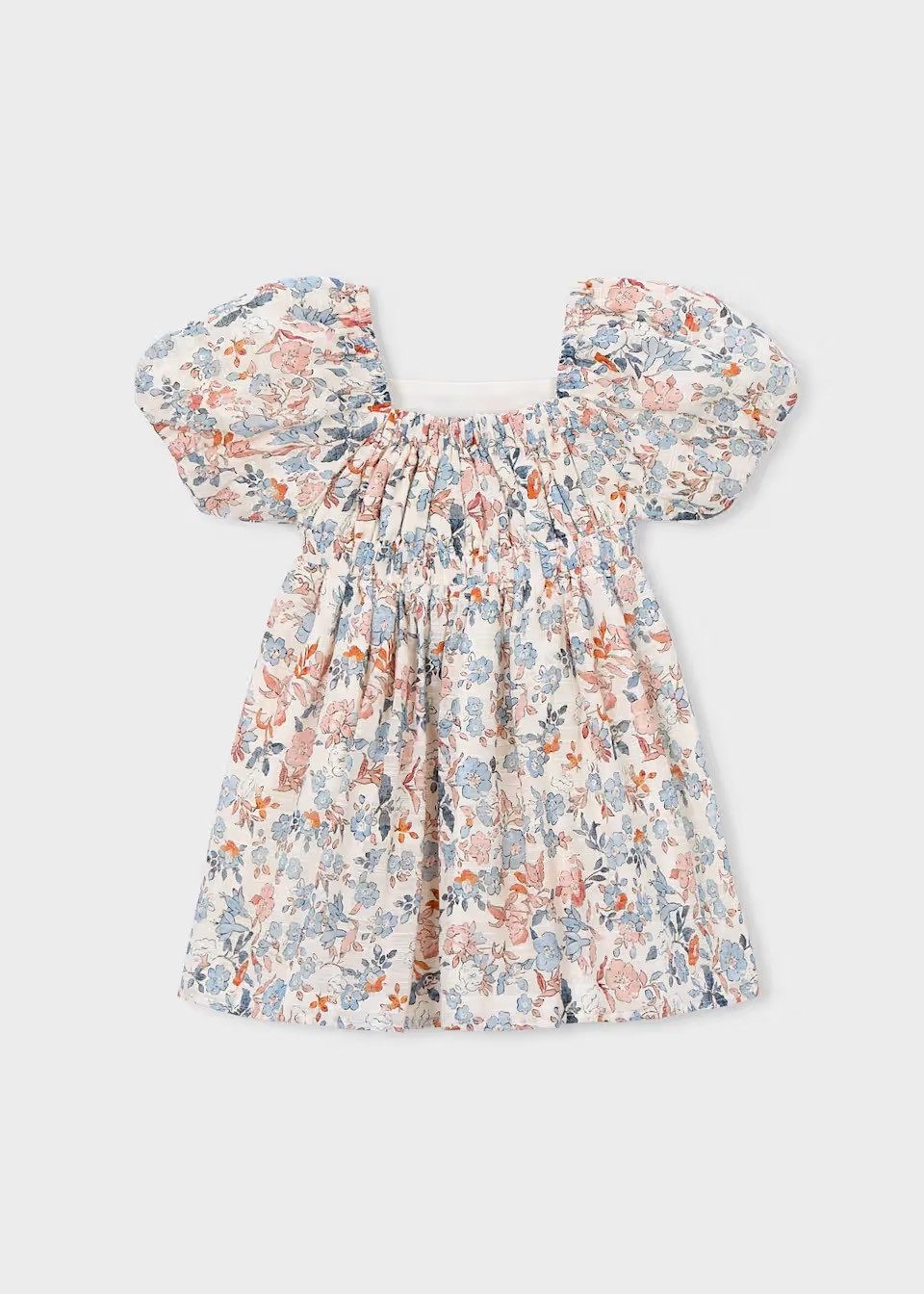 Mayoral Sommerkleid Mädchen Kleid – Baumwollkleid mit floralem Alloverprint, Creme