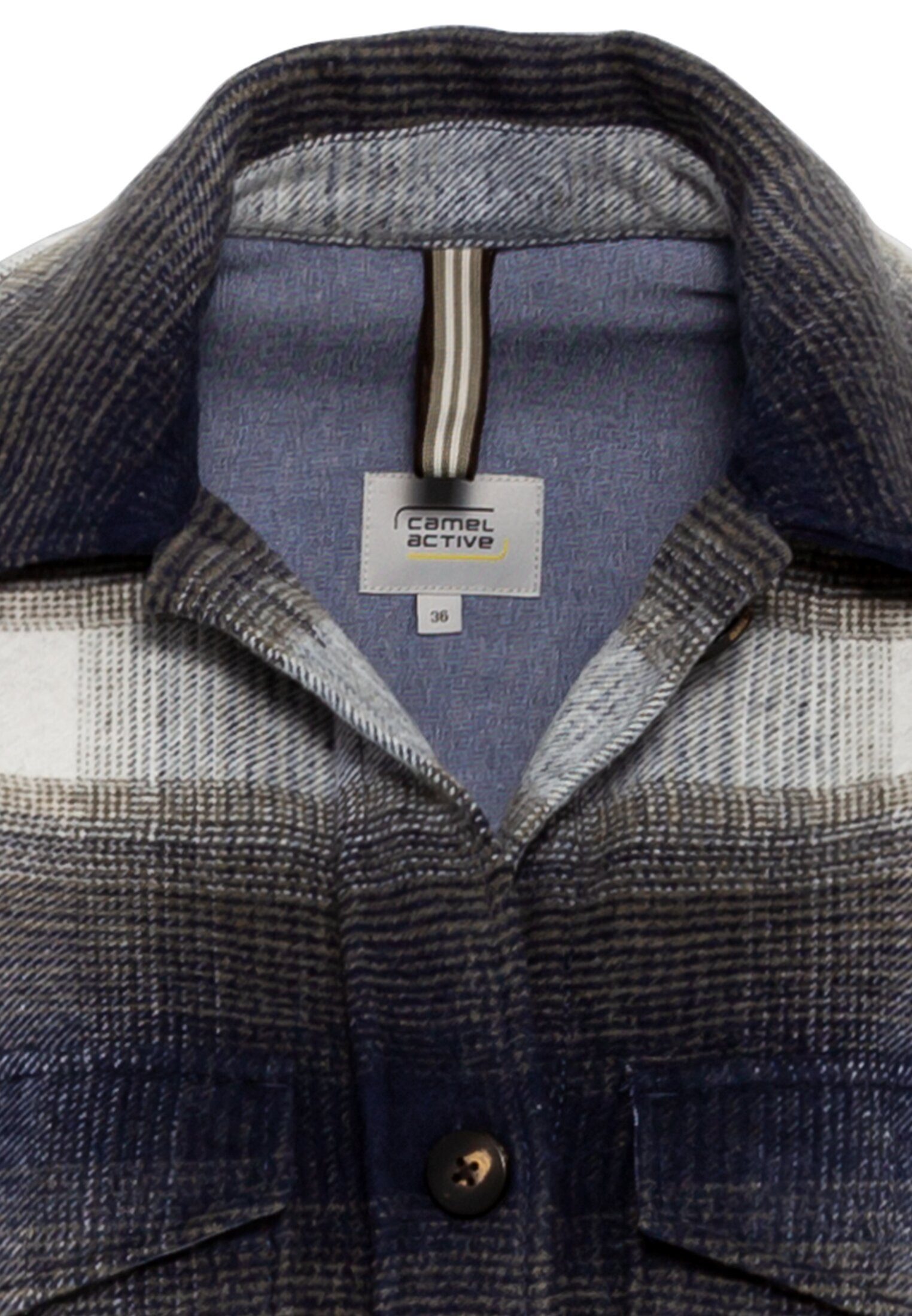 camel active Hemdjacke Kariertes Overshirt aus einem Baumwollmix