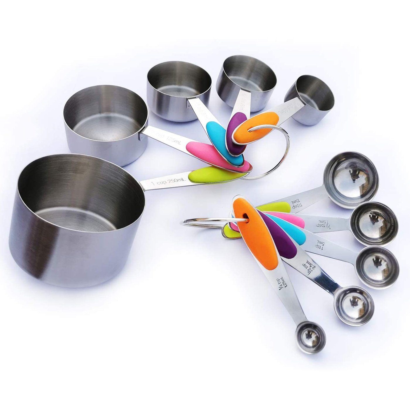 Messlöffel Messbecher und Löffel Edelstahl 10 Set 5 Messbecher 5 Messlöffel