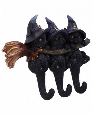 Horror-Shop Dekofigur Drei schwarze Katzen mit Hexenhut als Schlüsselbre