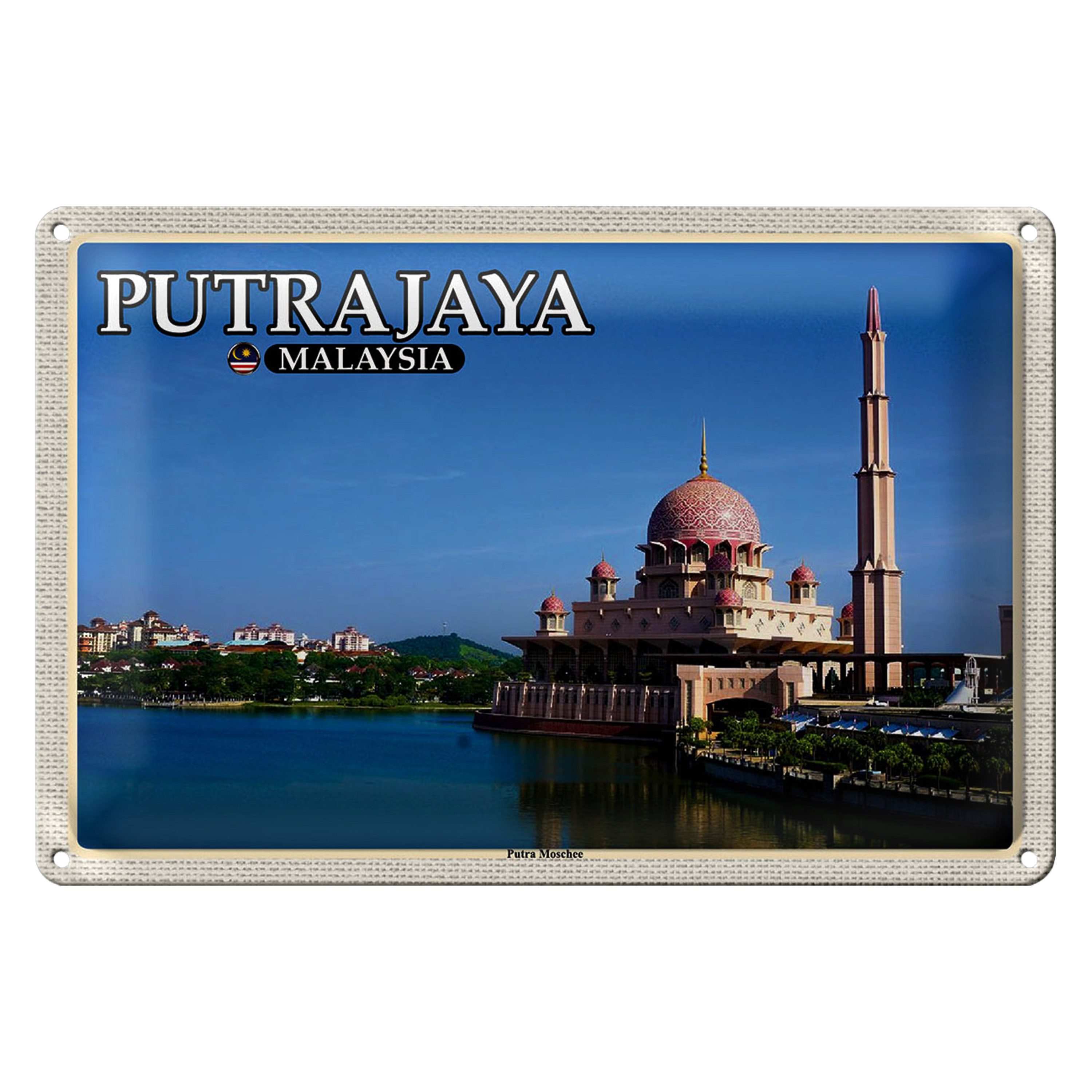 Roomando Metallschild Reise 40x30cm Putrajaya Malaysia Putra Moschee