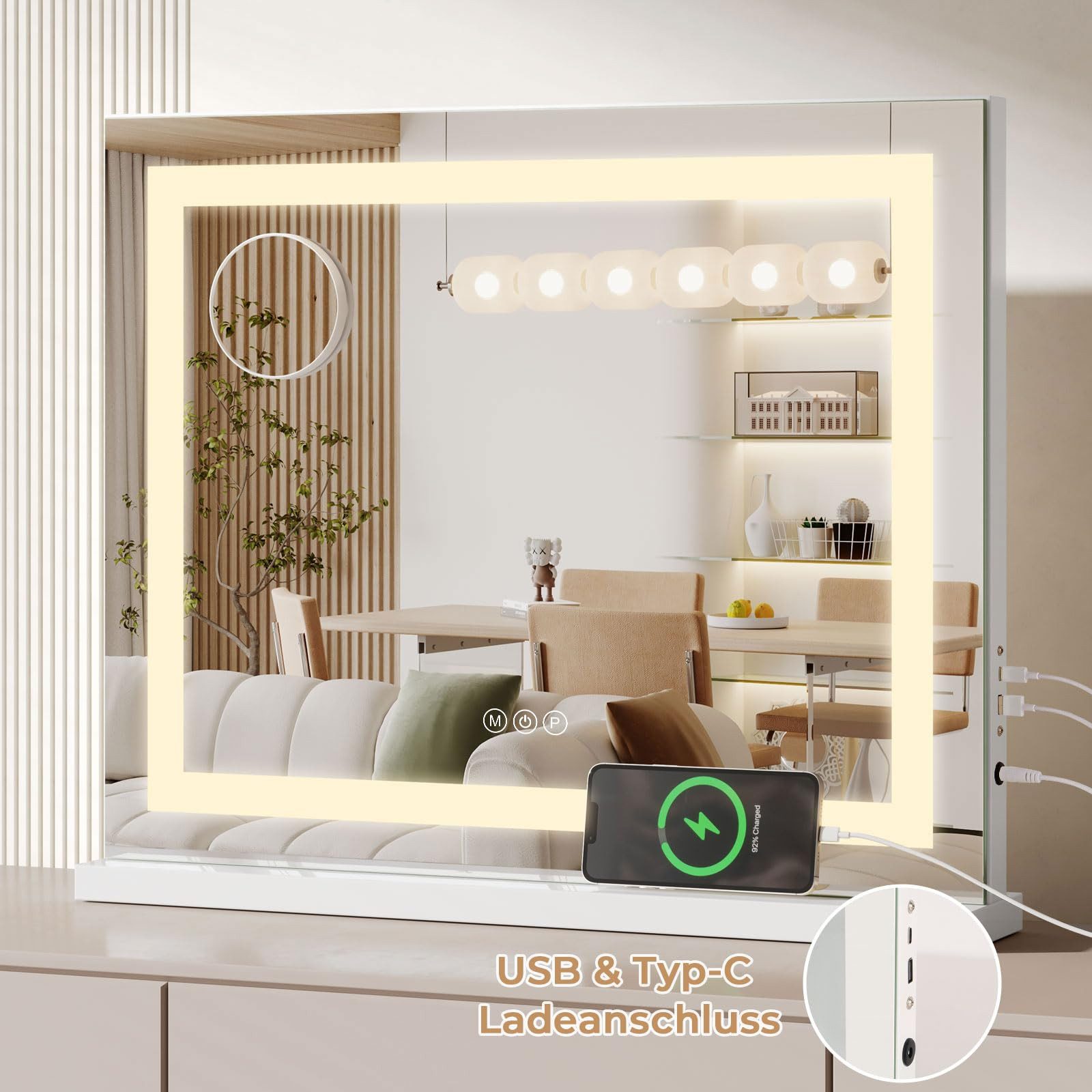 Dripex Schminkspiegel Hollywood Make-up Spiegel mit 3 Farblichtmodi USB Ans günstig online kaufen