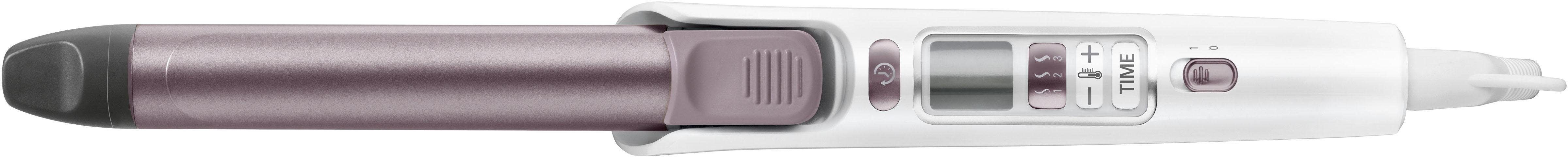Rowenta Lockenstab Premium Care Precious Curls, 25 mm, 3 Programme, eingebauter Timer, Keramik-Cashmere-Keratin-Beschichtung, LCD-Display, automatisches Abschalten, weiß/kupfer, CF3460