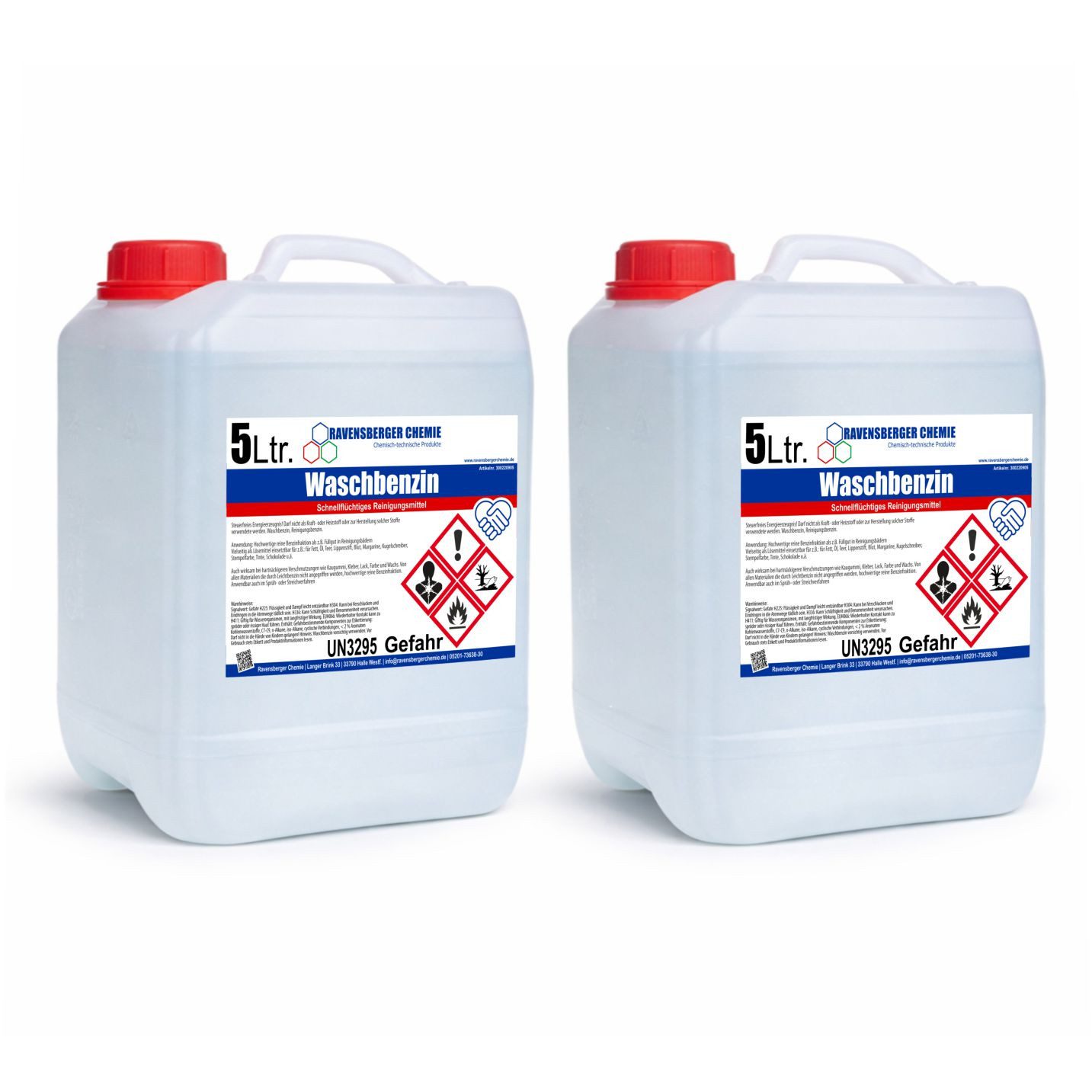 Ravensberger Chemie Waschbenzin 5L Reinigungsalkohol (2x 5 Liter Kanister von Ravensberger Chemie - Waschbenzin 5L – Kraftvoller Reiniger für Fett, Öl & Klebereste)
