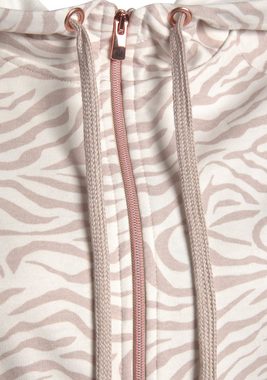 LASCANA Kapuzensweatjacke Sweatshirtjacke mit Details in Roségold und seitlichen Taschen, Loungeanzug