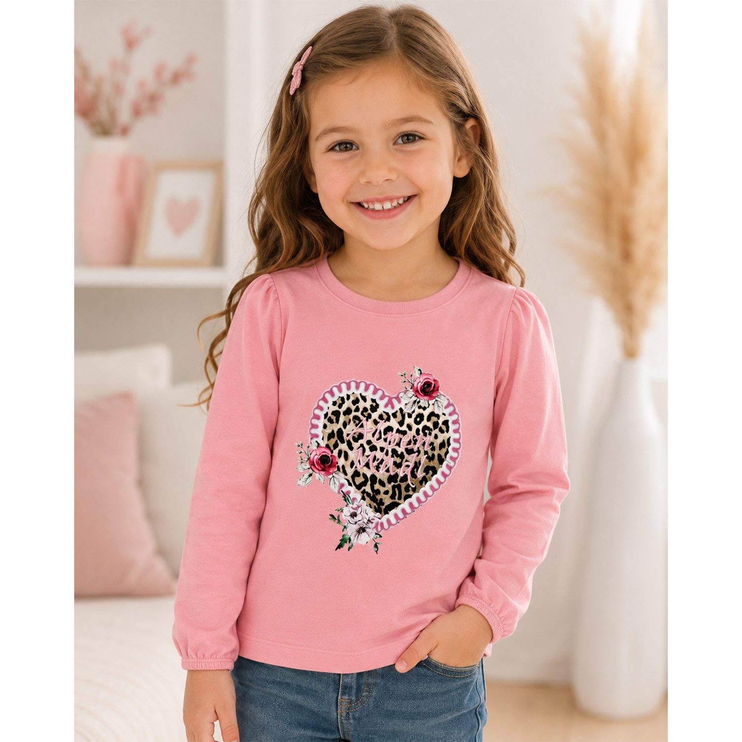 BONDI T-Shirt Mädchen Langarmshirt 'Alpenmadl' 26100, Rose